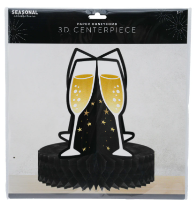4 x Seasonal Celebrations New Years Eve Paper Table Top Décor Piece