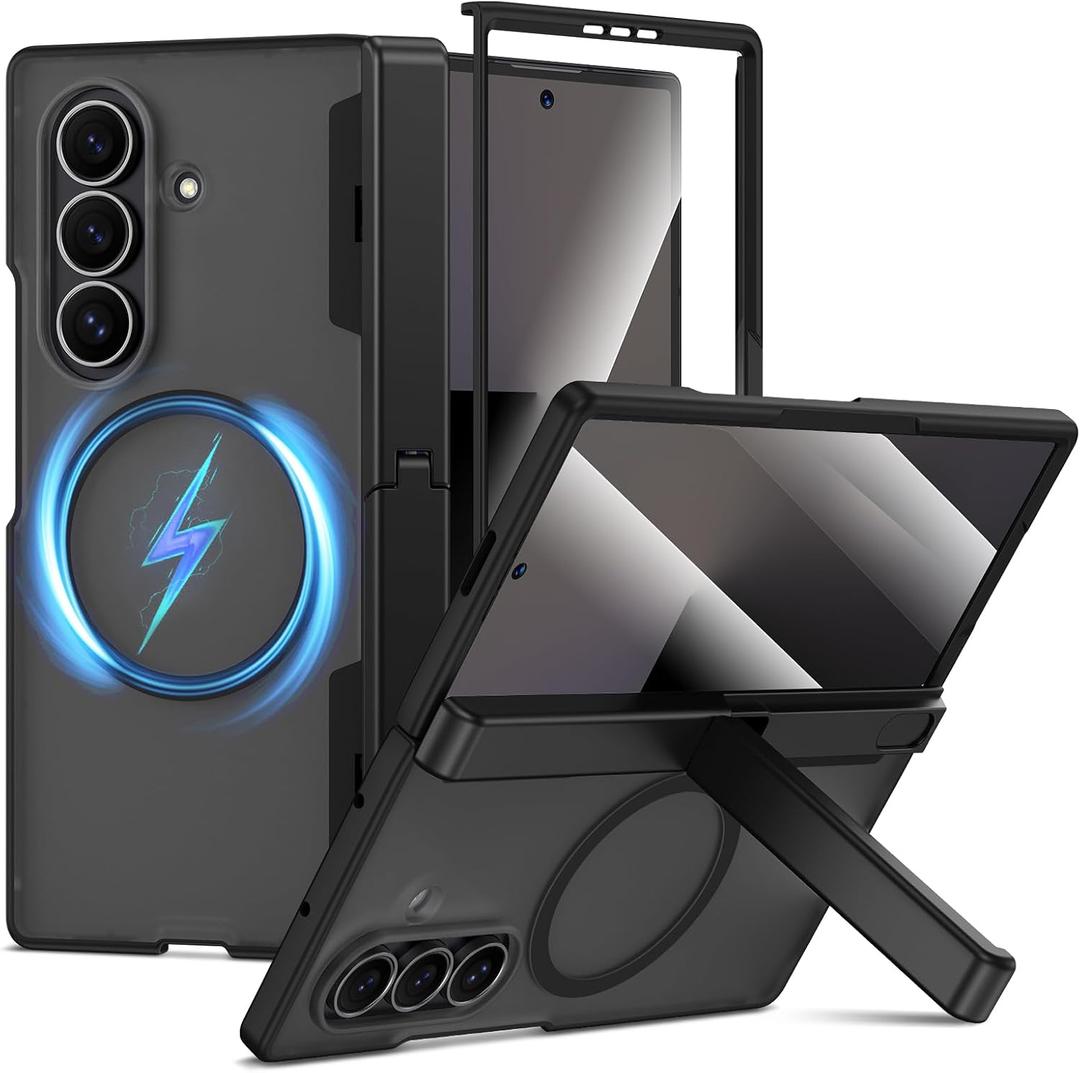 VEGO for Z-Fold-7-Case: Galaxy Z Fold 7 Case with Kickstand & Screen Protector[Compatible with MagSafe] Full-Body Hinge Protection Shockproof Rugged Phone Case for Samsung Galaxy Fold 7 5G 2025-Black