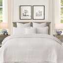 90x92 Queen Size Quilt Set with Pillow Shams Quilted Bedding Cover Ultra Soft Bedspread 3 Pieces Lightweight Soft Blanket for Home Decor,White