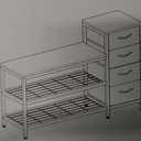 EXOTICA 3-Tier Shoe Storage Bench Industrial Entryway Shoe Rack with 4 Drawers and Seating Shoe Shelf Storage Cabinet for Hallway Front Door Doorway Living Room Mudroom Steel Frame 