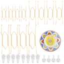15 Pack Plate Hangers for The Wall, Invisible Heavy-Duty Stainless Steel Wire Plate Hangers for Display with 15 Pieces Hooks for Wall Decorative/ Platter/Plates/Picture (6/8/10 Inch, Gold)