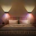 Wall Sconces Battery Operated Set of 2, 360 Rotate Magnetic Rechargeable Wall Mounted Lamp with 3 Color Temperatures & 9 RGB Modes, Wireless Wall Lights for Bedroom, Picture, Living Room (A01-Black+Black)