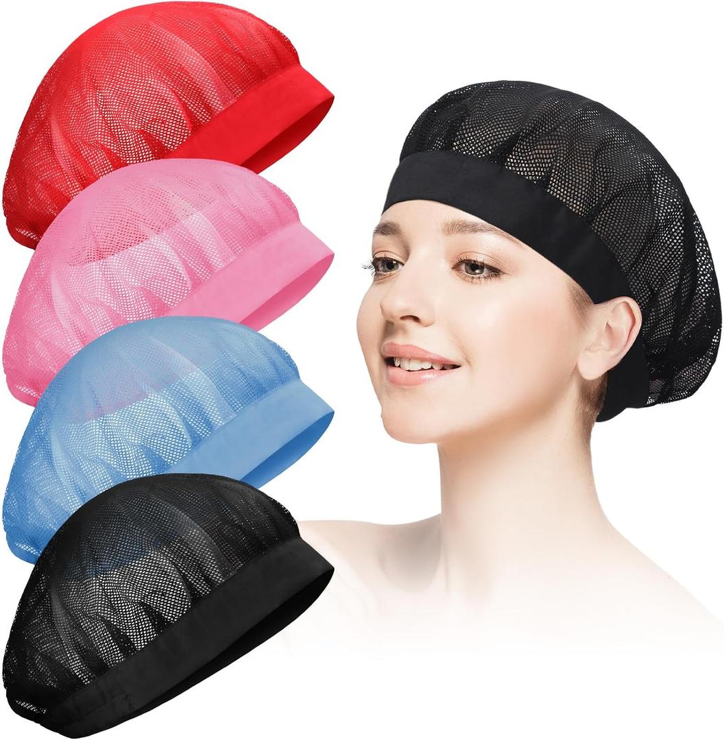Chuarry 4 Pcs Mesh Sleep Bonnet for Sleeping Night Curly Hair Nets Sleep Caps for Women