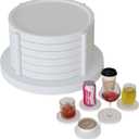 MinBoo Bamboo Coasters for Coffee Table Set of 6 Coasters for Drinks Absorbent with Holder Coffee Table Decor for Tabletop Protection Gifts for House Warming New Home & Wedding (White)