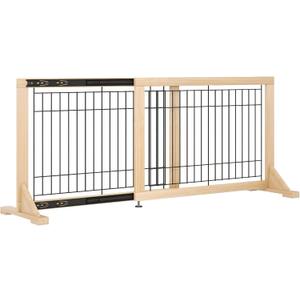 YOCAN Adjustable Wide Dog Gate for Doors, Hallways & Stairs 19.7" Tall, 23.645.3" Expandable Freestanding Pet Safety Gate, No Drill Pressure Mounted Wood & Metal Frame (Black/Natural)