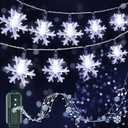 100 Bulbs 32 FT Christmas Snowflakes Lights with Music, Singing Led Snowflake String Lights Plays 25 Holiday Songs, 7 Function Mode, Adjustable Volume and Mute, Musical Christmas Lights