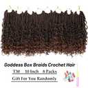 Goddess Box Braids Crochet Hair 10 Inch 8 Packs Pre-looped Bohemian Crochet Boho Box Braids With Curly Ends 3X Crochet Braids Hair for Women Synthetic Braiding Hair (10 inch, T30)