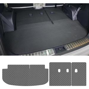 Trunk Mat & Backrest Mat Compatible with 2020-2024 2025 Hyundai Palisade - Custom Fit PU Leather Cargo Liner and Rear Backrest Protector - All Weather Cargo Mats Waterproof Anti-Slip Easy to Clean