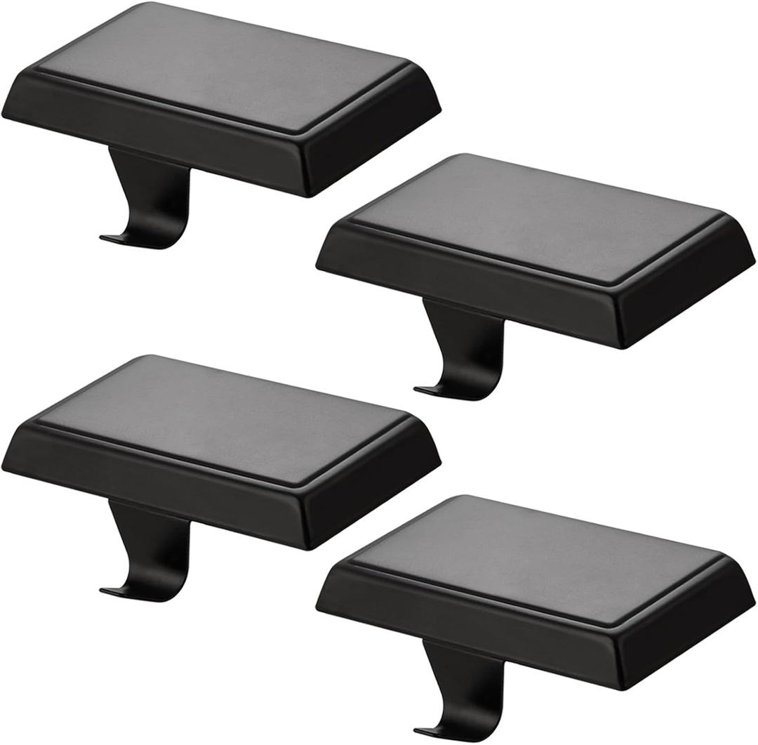 4 Pack Christmas Stocking Holders Ornament Hooks Mantel Weighted Stocking Hangers Metal Hanging Hooks Heavy Duty Stocking Holders Bases for Mantel Fireplace Party Decoration (Black, 4)