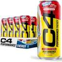 C4 Energy Drink, Hawaiian Punch Fruit Juicy Red, Carbonated Sugar Free Pre Workout Performance Drink with no Artificial Colors or Dyes, 16oz Pack of 12 (EXP 08/13/26)