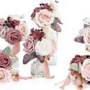 Ling's Moment Dusty Rose Wedding Flowers Mini Bridesmaid Bouquets Set of 6 Pink Pre-Made Small Floral Mauve Wedding Centerpieces (Mauve & Dusty Rose) (Pk-mauve & Dusty Rose)
