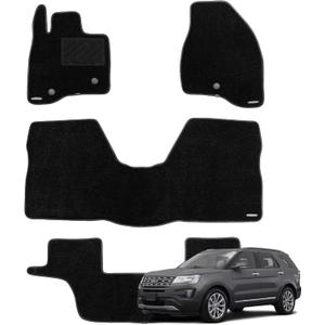 WENNEBIRD Superior Carpet Floor Mats for 2015-2019 Ford Explorer 7 Seats, 0.6-Inch Ultra-Thick, Noise-Reducing, All-Weather Waterproof Anti-Slip  4-Pc Set