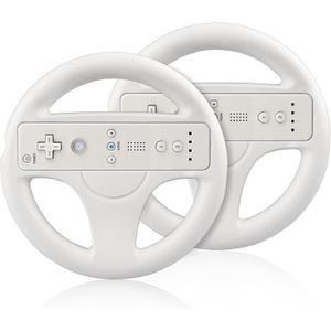 Xahpower Steering Wheel for Nintendo Wii and Wii U Remote Controller, 2 Pack Racing Wheels Games Accessories for Mario Kart (White)