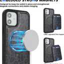 iCoverCase Wallet Case for iPhone 12/12 Pro Compatible with MagSafe, Magnetic Detachable Card Slots Holder PU Leather Kickstand Wireless Charging Case 6.1 Inch (Black Leopard)