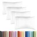 Standard Pillow Cases Set of 4 - Ultra Soft Hotel Quality Pillowcase Covers - Comfy Cozy Bedding for Women, Men, Kids & Teens - Machine Washable Pillow Protectors - 4 Piece Set - Standard Size White