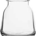 Elements Glass Milk Bottle Vase, for Use with Dried or Faux Flowers and Greenery, 4.2x4.2x4.72 Inch, Clear