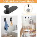 TocTen 5 Pieces Self Adhesive Towel Bar Set, Stainless Steel Bathroom Hardware Set Include Adjustable Towel Rack, Toilet Paper Holder, 3 Towel Hook, No Drill Bathroom Accessory Kit(Matte Black,24IN)