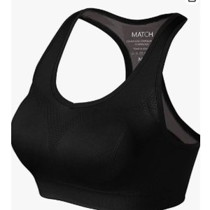 Match Racerback Sports Bras for Women – Padded Seamless Strappy Workout Tops for Yoga Gym Running Fitness Sports Bras, Pack of 2, Black, Medium