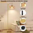 Vintage Floor Lamps for Living Room Glass Floor Lamp with Remote Control & 3 Color Temperature,Dimmable Floor Lamp Gold Mid Century Modern Standing Lamp Brass Tall Pink Floor Lamps for Bedroom Corner