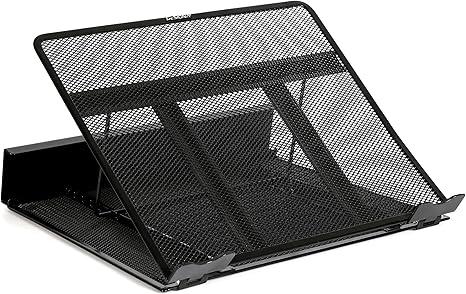 Metal Mesh Ventilated Adjustable Laptop Stands Computer Notebook Holder Stand Riser Compatible with Apple MacBook Air Pro Dell XPS HP Samsung Lenovo More Laptops up to 19"- Black