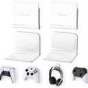 PlayVital FOLD Controller Holder Wall for ps5 ps4 Xbox Switch 2 Pro Headset, 2 Pack Universal Storage Organizer Gaming Controller Stand Headphone Mount - Foldable Anti-slip Adhesive Removable, White