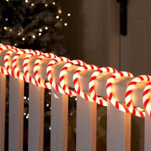 Joiedomi 40FT LED Candy Cane Rope Lights, Waterproof Outdoor 360 LED Christmas Decor Lights for Garden Yard Party Xmas Christmas Holiday Decorations (Red & Warm White)