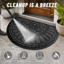 Half Round Door Mat, Non-Slip Welcome Entrance Way Durable Rubber Low-Profile Heavy Duty Doormat, Half Circle Mats for Garage, Patio, High Traffic Areas, 23.5" x 35.5", Gray