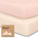 KeaBabies 2-Pack Organic Crib Sheets for Boys, Girls - 52x28 Fitted Crib Mattress Sheet Neutral, Breathable Jersey Cotton Cover for Baby Bed, Toddler Mattress, Soft & Cute Prints (Cameo)