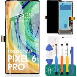OLED for Google Pixel 6 Pro Screen Replacement for Google Pixel 6 Pro LCD Digitizer Repair Kits for Google Pixel 6 Pro GLUOG G8VOU Touch Screen Display Assembly Replacement with Frame(Black)