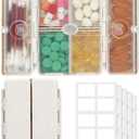 2 x Zentiky Small Daily Pill Organizer with Labels, Medicine Pill Organizer Fit with Your Purse or Pocket for Travel to Hold Vitamin, Fish Oil, Supplement,Cotton Swabs, Bandages or Jewelry-Beige
