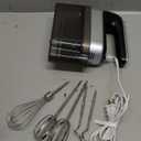 9-Speed Digital Hand Mixer Electric, 400W Powerful DC Motor, Hand Mixer Electric Handheld with Snap-On Storage Case, 5 Stainless Steel Accessories, Beaters, Dough Hooks, Whisk(Silvery Black)