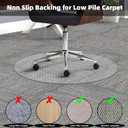 Office Chair Mat Carpet Protector: 40" x 40" Plastic Heavy Duty Computer Desk Mats with Lip for Low Flat and No Pile Carpeted Floor - Clear Rug Pad for Rolling Chairs Office Work Home Gaming Round