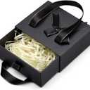 Segbeauty Drawer Black Gift Box Portable, Empty Gift Box for Presents for Women Men, Mini Decorative Package Storage Boxes with Ribbon for Travel Perfume Bottle Roller Bottles Cosmetic Containers