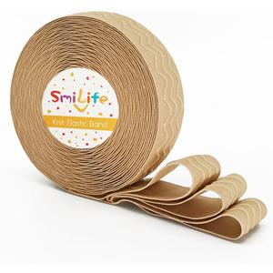 SmiLife Silicone Gripper Elastic Band for Sewing, Beige, 1.05 Inches x 12 Yards