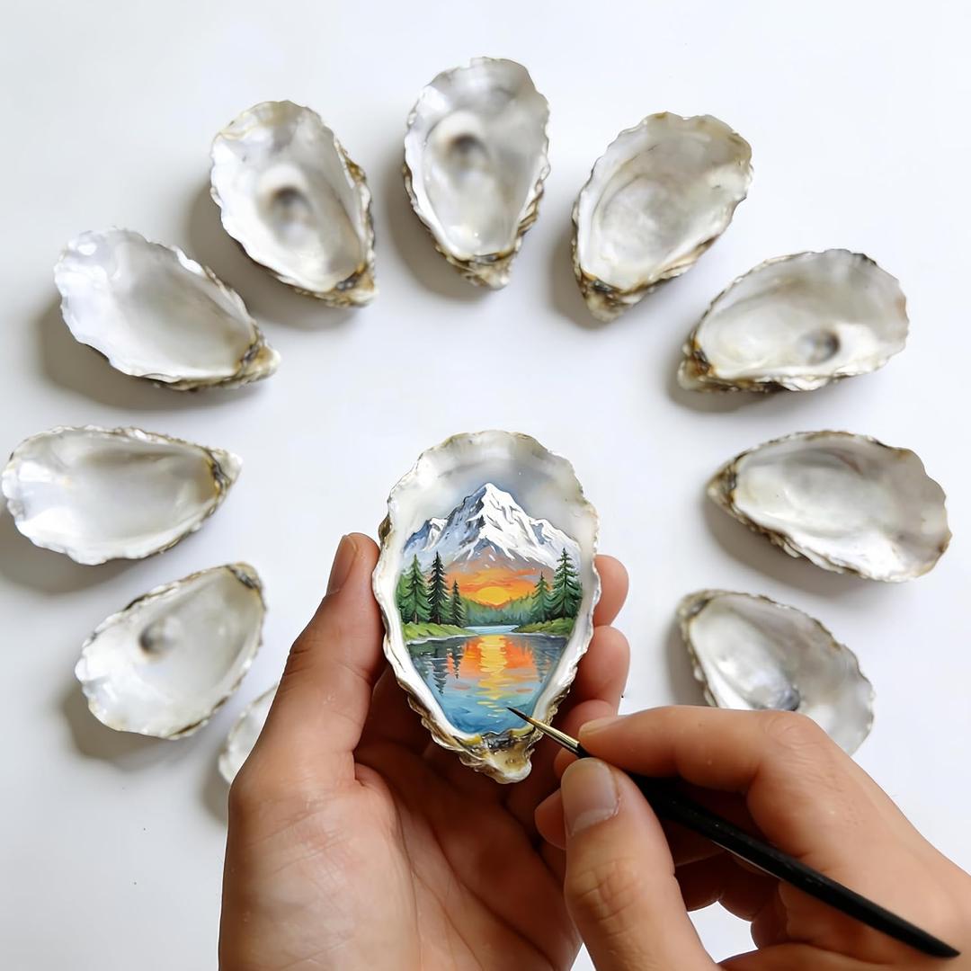 60Pcs 3"-4" Oyster Shells for Crafts Natural Large Oyster Shells for DIY Crafting, Home Vase Filler, Xmas Ornaments, Bulk Sea Shells for Chicken