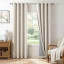 100% Blackout Shield Sliding Door Curtains, Extra Wide Curtains 63 Inch Long, Patio Door Grommet Drapes for Living Room, 50W x 63L, Beige