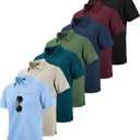 SCODI 7 Pack Polo Shirts for Men with Pocket Moisture Wicking Golf Polo Shirt Short Sleeve Outdoor Work Tactical Tshirt (Large, Navy Black Green Lightkhaki Winered Lightblue Tealblue)