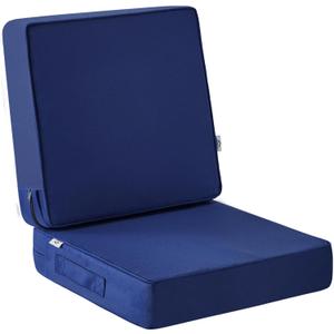 IPYNBAP Outdoor Cushions, Outdoor Chair Cushions 19x19x3 Inch, Cushions for Outdoor Furniture with Removable Cover, Waterproof & Fade Resistant Outdoor Seat Cushions for Patio, Lawn, Navy Blue, Pack of 3 
