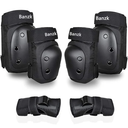 Adult/Child Knee Pads Elbow Pads Wrist Guards 3 in 1 Protective Gear Set for Skateboarding Inline Roller Biking Roller Skating Cycling Outdoor Sports Black XL