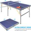 6x3ft Mid-Size Professional Portable Folding Ping Pong Table - Indoor/Outdoor Table Tennis Game Set with Net, 2 Paddles & 4 Balls for Adults and Teens- Quick Assembly