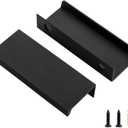Ravinte 3 Pack Finger Pulls for Cabinets 76mm/3" Length Black Edge Pulls Matte Black Finger Cabinet Pulls Concealed Handles for Kitchen Drawer Finger Edge Pull Tab Handle