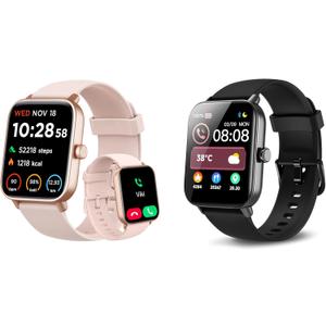Gydom Smart Watch for Women Men Android & iPhone, Pink + Matte Black