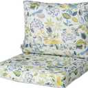 Outdoor Seat/Back Deep Chair Cushion Set for Patio Furniture - Lounge Chair Cushions with Zipper - Water-Resistant Patio Chair Cushions 22x22