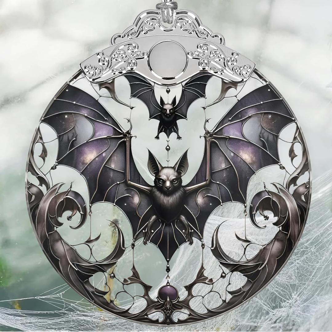 Bat Stained Glass Christmas Ornaments - Perfect for Holiday Party, Window & Tree Decor