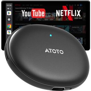 Wireless CarPlay Adapter Android Auto - Smart AI Magic Video Box with Built-in Android Multimedia System, Enjoy Video & Music Apps, Navigation, AI Voice, Plug & Play for Factory Wired CarPlay Car