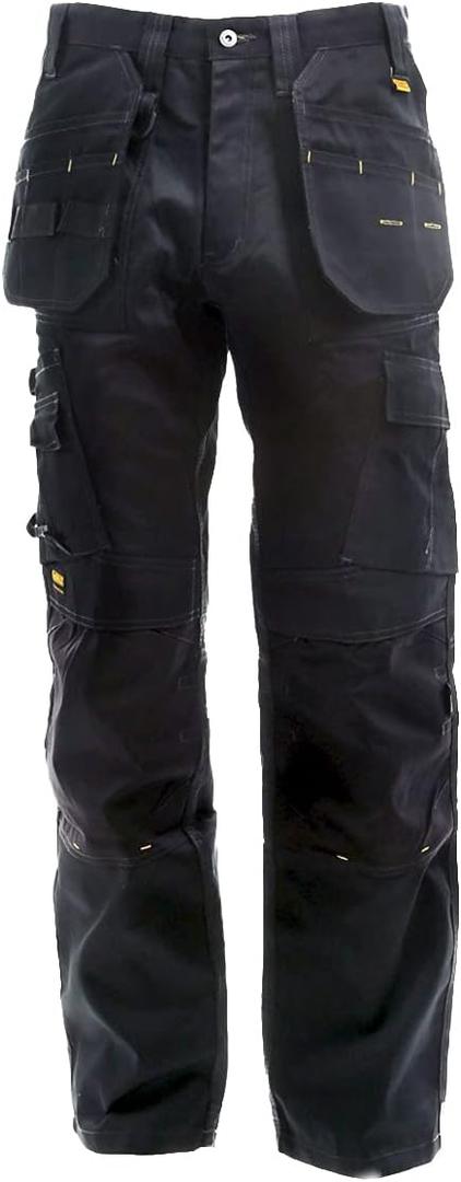 DEWALT Protradesman Men's Loose Fit, Holster Pocket, Cottonpoly Stretch Work Pants (Black)