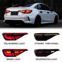 Tail Lights Assembly for Honda Civic 11th Gen 2022 2023 2024, Smoked Len LED Taillight Assembly Fit for 11th Gen Civic Sedan Rear Lamp with Animation DRL Sequential Indicator(Red)