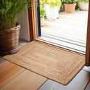 Hausattire Hand Woven Jute Braided Rug, 2'x3' Natural, Reversible Boho Entry Area Rugs for Kitchen, Living Room I Farmhouse Indoor Outdoor Decorative Floor Rug, 24x36 Inches