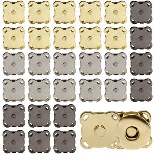 30 Piece Plum Magnetic Snap Buttons for Clothes Purse Handbag Scrapbook Homemade Sewing Craft (Black+Gold+Silver)