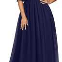 Pinup Fashion Women Bridesmaid Dresses for Wedding Guest Plus Size - Formal Chiffon Long Maxi Dress (Blue), 18W
